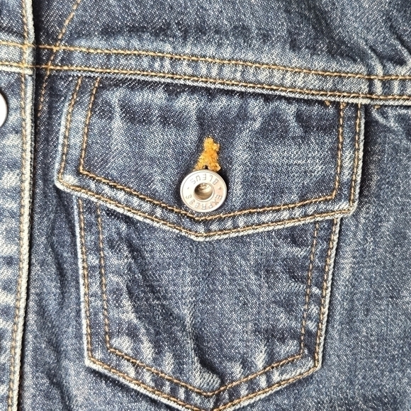 Express Bleus Womens Vintage Classic Dark Wash Denim Jean Jacket Size Small - Picture 4 of 11